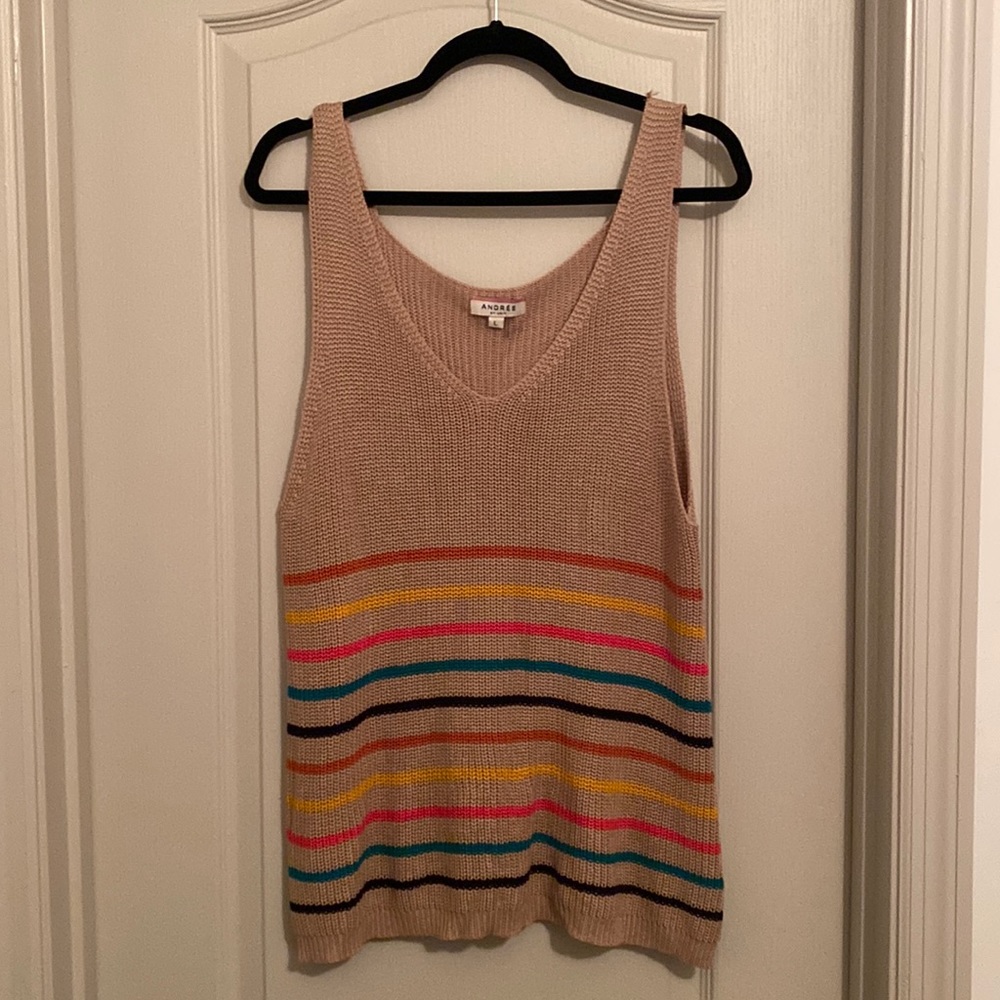 Multicolor Striped Sleevless Sweater - image 1